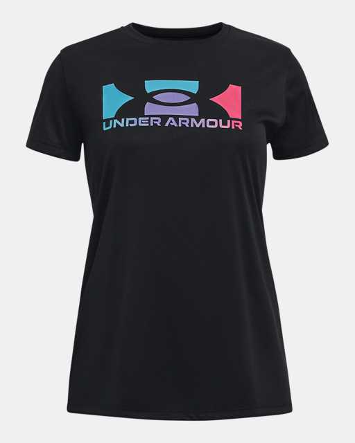 Under Armour Girls Big Logo Tech Short Sleeve Training Workout T-Shirt